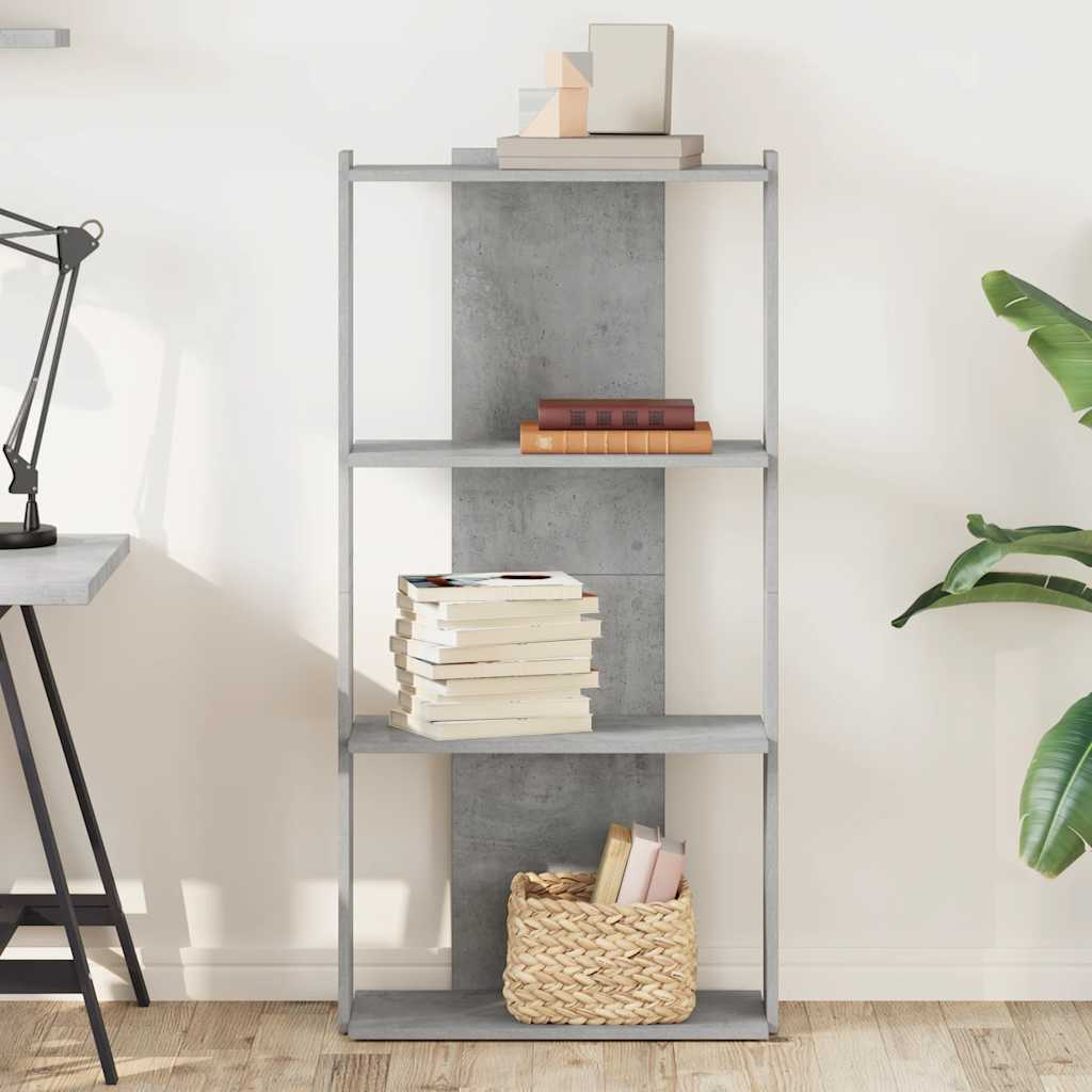 vidaXL Βιβλιοθήκη 3 επιπέδων Μπετόν Γκρι 60x30x120 cm Ξύλινη κατασκευή
