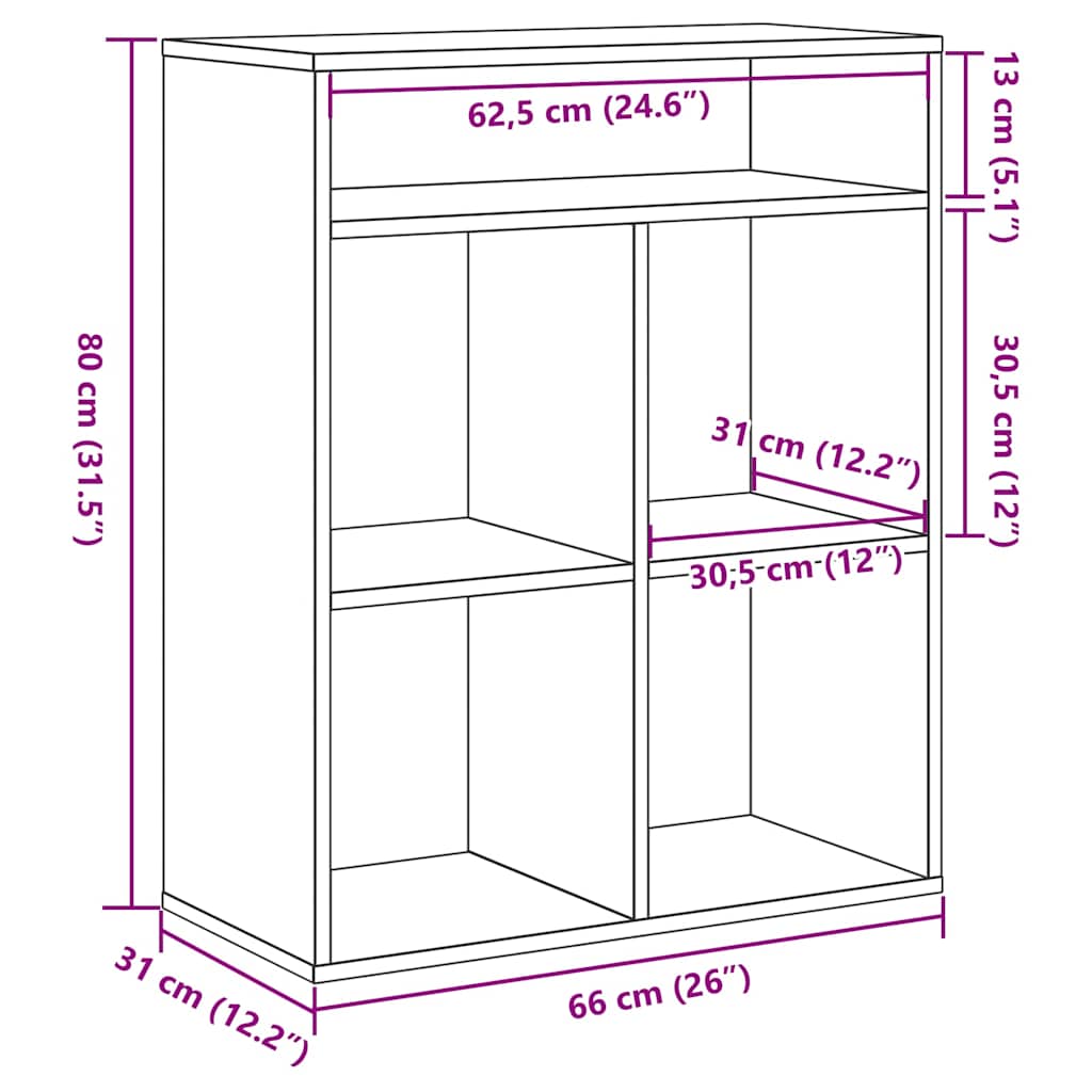 vidaXL Βιβλιοθήκη Γκρι Σκυροδέματος 66x31x80 εκ. από Επεξεργ. Ξύλο