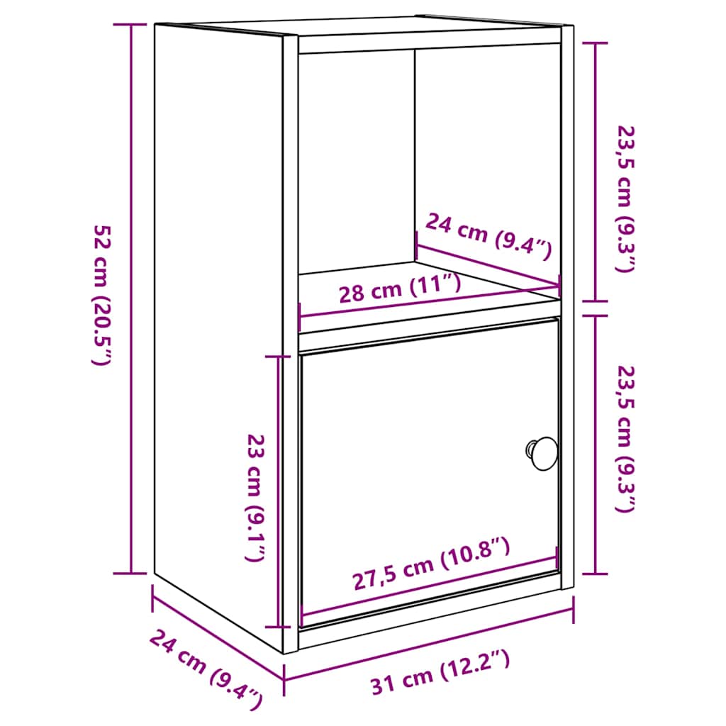 vidaXL Βιβλιοθήκη Γκρι Sonoma 31x24x52 εκ. από Επεξεργ. Ξύλο