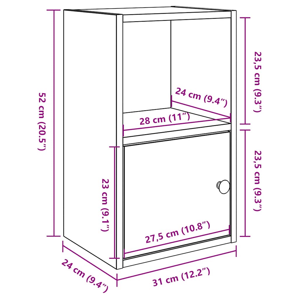 vidaXL Βιβλιοθήκη Καφέ Δρυς 31x24x52 εκ. από Επεξεργασμένο Ξύλο