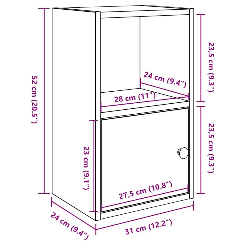 vidaXL Βιβλιοθήκη Αρτισιανή Δρυς 31x24x52 εκ. Επεξ. Ξύλο