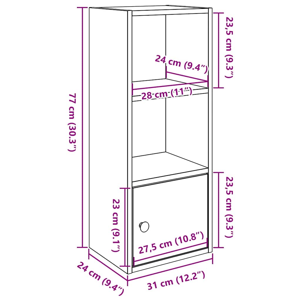 vidaXL Βιβλιοθήκη Λευκή 31x24x77 εκ. από Επεξεργασμένο Ξύλο