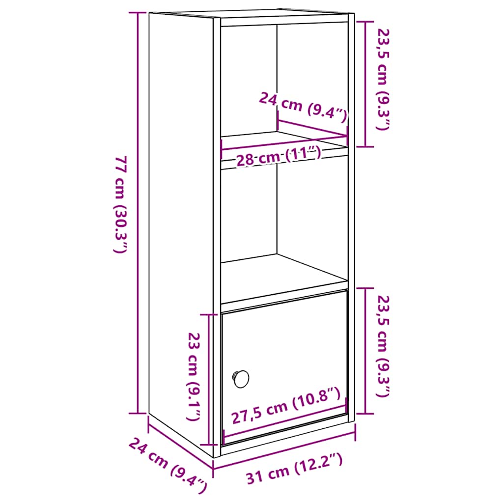 vidaXL Βιβλιοθήκη Αρτισιανή Δρυς 31x24x77 εκ. Επεξ. Ξύλο