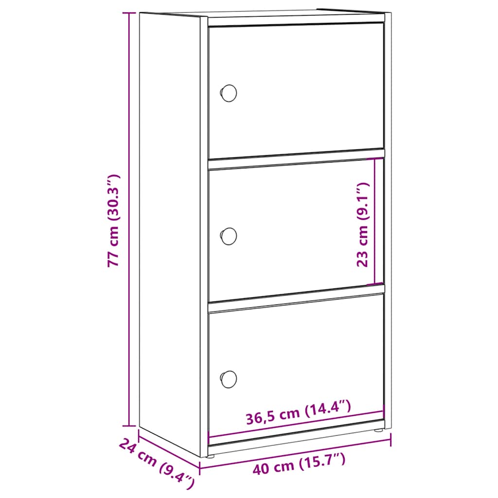 vidaXL Βιβλιοθήκη Γκρι Sonoma 40x24x77 εκ. από Επεξεργασμένο Ξύλο