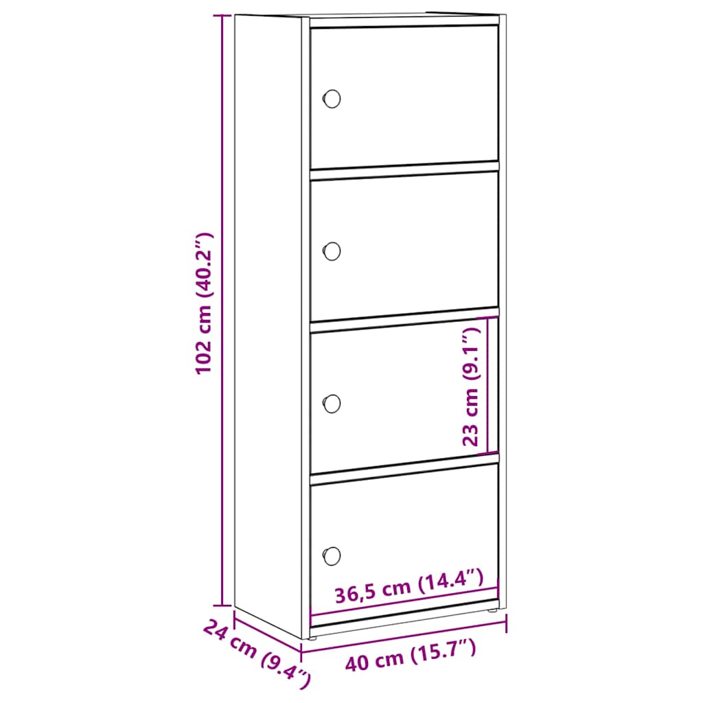 vidaXL Βιβλιοθήκη Μαύρη Δρυς 40x24x102 εκ. Κατασκευασμένο ξύλο
