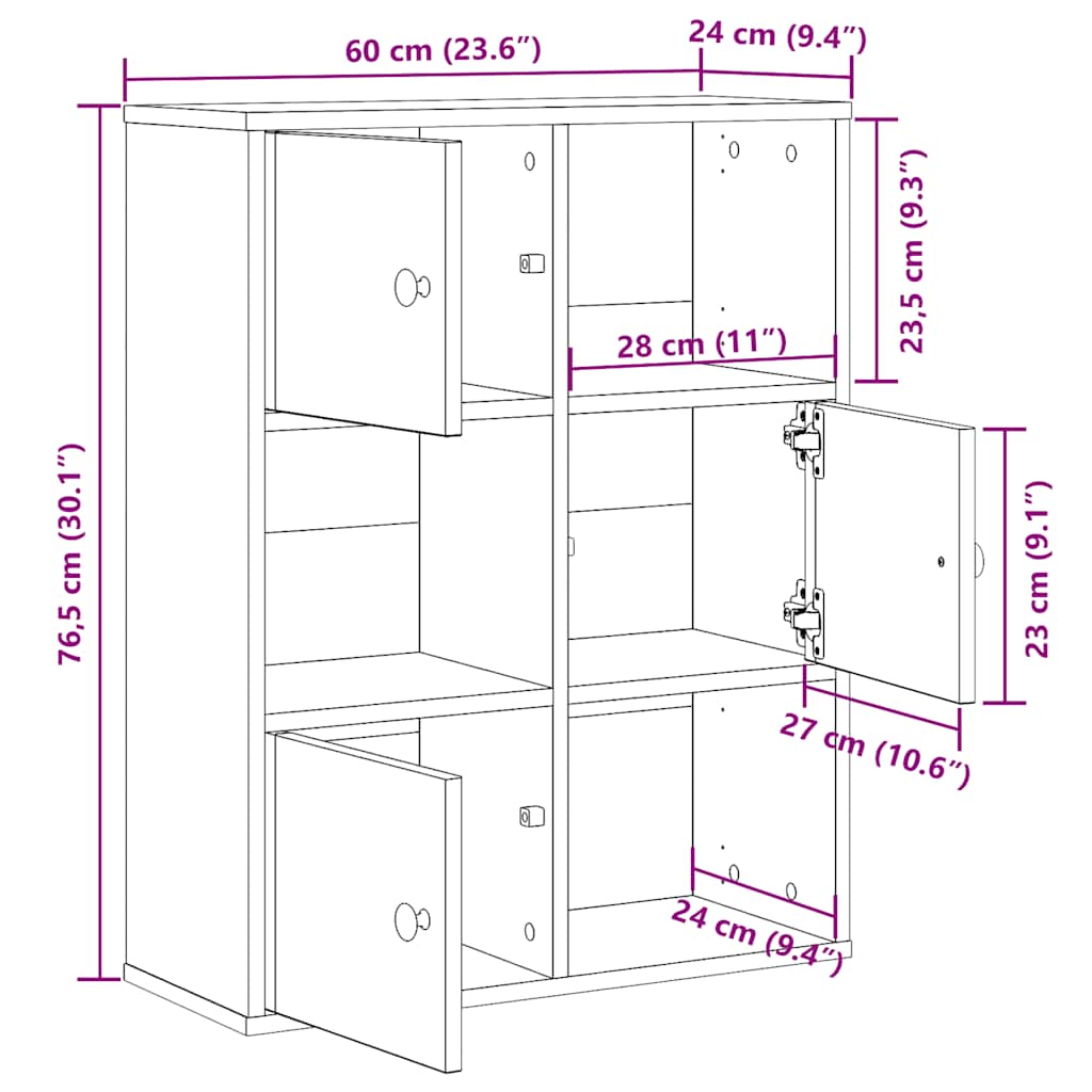 vidaXL Βιβλιοθήκη Καπνιστή Δρυς 60x24x76,5 εκ. από Επεξεργασμένο Ξύλο