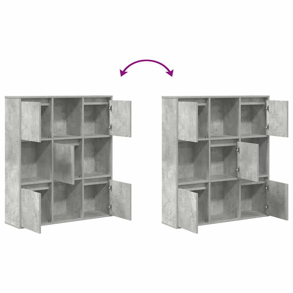 vidaXL Βιβλιοθήκη Γκρι Σκυροδέματος 89x24x101,5 εκ. Επεξεργ. Ξύλο
