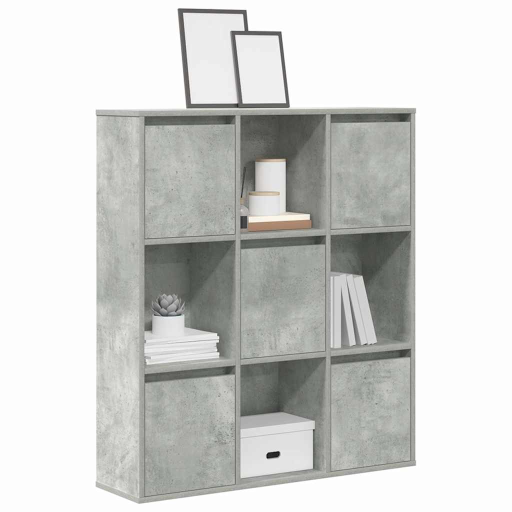 vidaXL Βιβλιοθήκη Γκρι Σκυροδέματος 89x24x101,5 εκ. Επεξεργ. Ξύλο