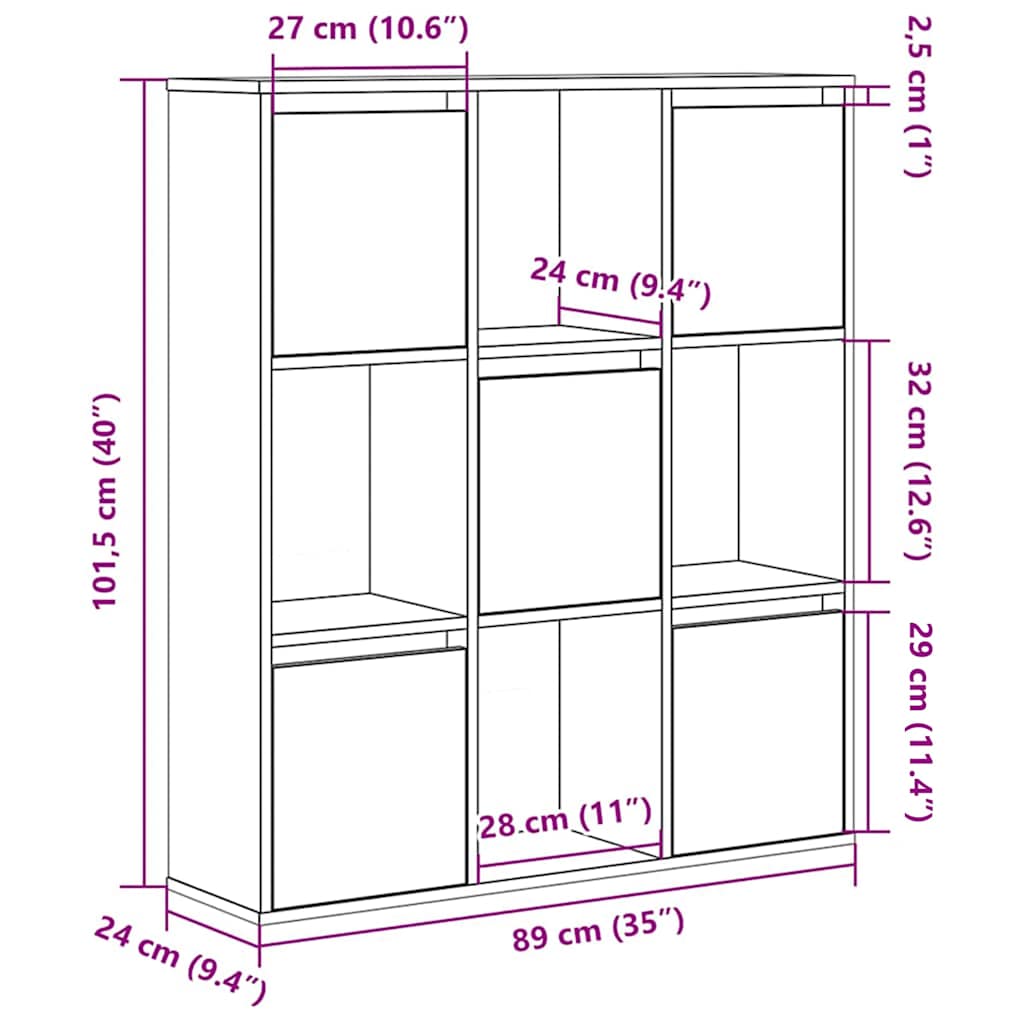 vidaXL Βιβλιοθήκη Καφέ Δρυς 89x24x101,5 εκ. από Επεξεργασμένο Ξύλο