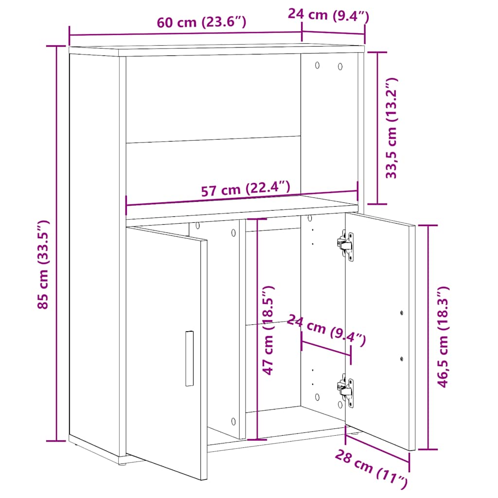 vidaXL Βιβλιοθήκη Γκρι Σκυροδέματος 60x24x85 εκ. Επεξεργ. Ξύλο