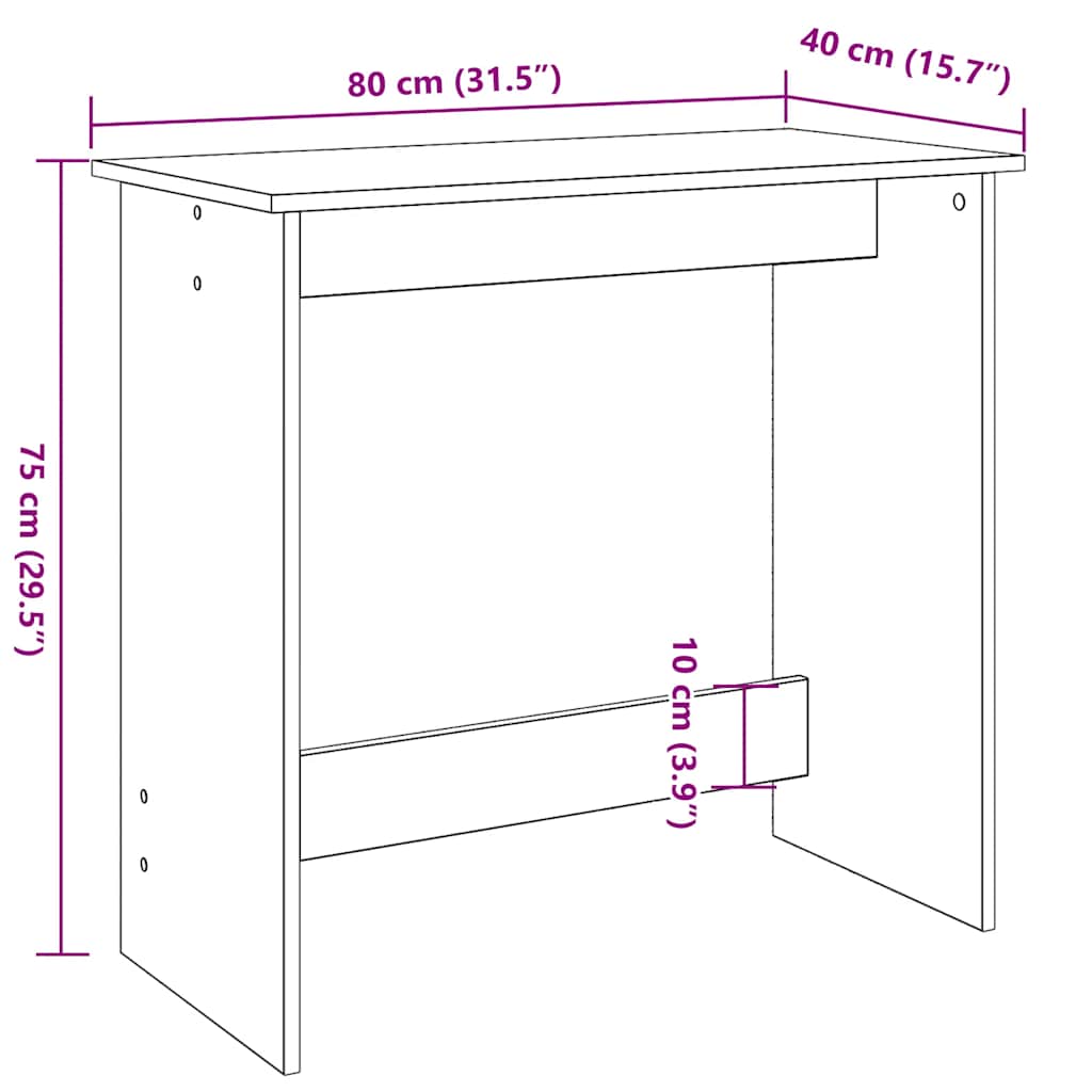 vidaXL Γραφείο Λευκό 80 x 40 x 75 εκ. από Μοριοσανίδα