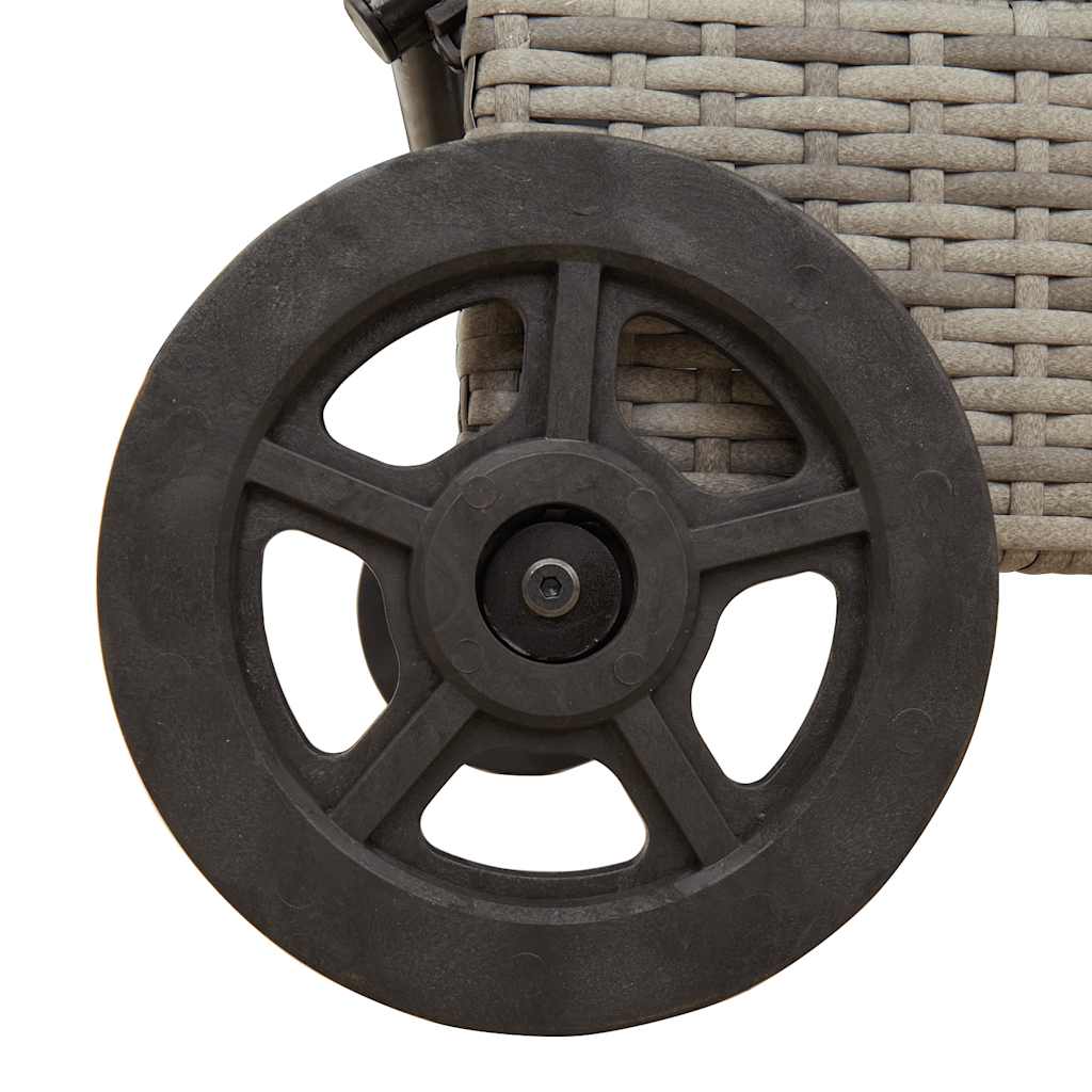 vidaXL Ξαπλώστρα Γκρι από Συνθετικό Ρατάν με Τροχούς/Μαξιλάρια