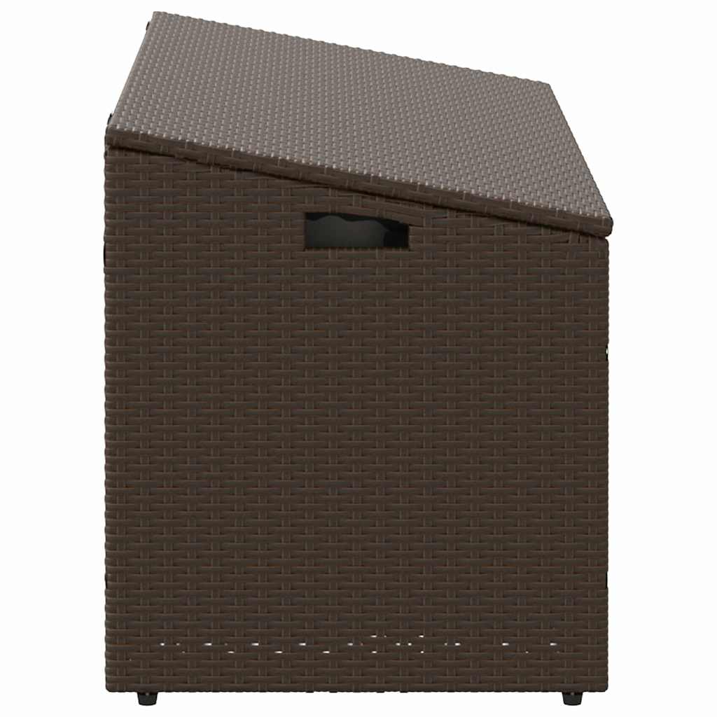 vidaXL Κήπος κουτί αποθήκευσης καφέ 110x50x58 cm Poly Rattan