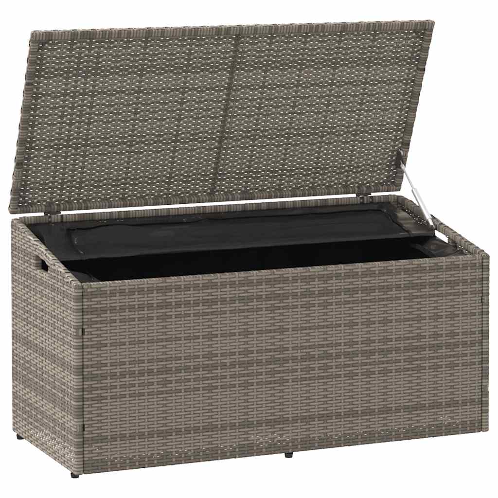 vidaXL κουτί αποθήκευσης κήπου γκρι 110x50x58 cm Poly Rattan