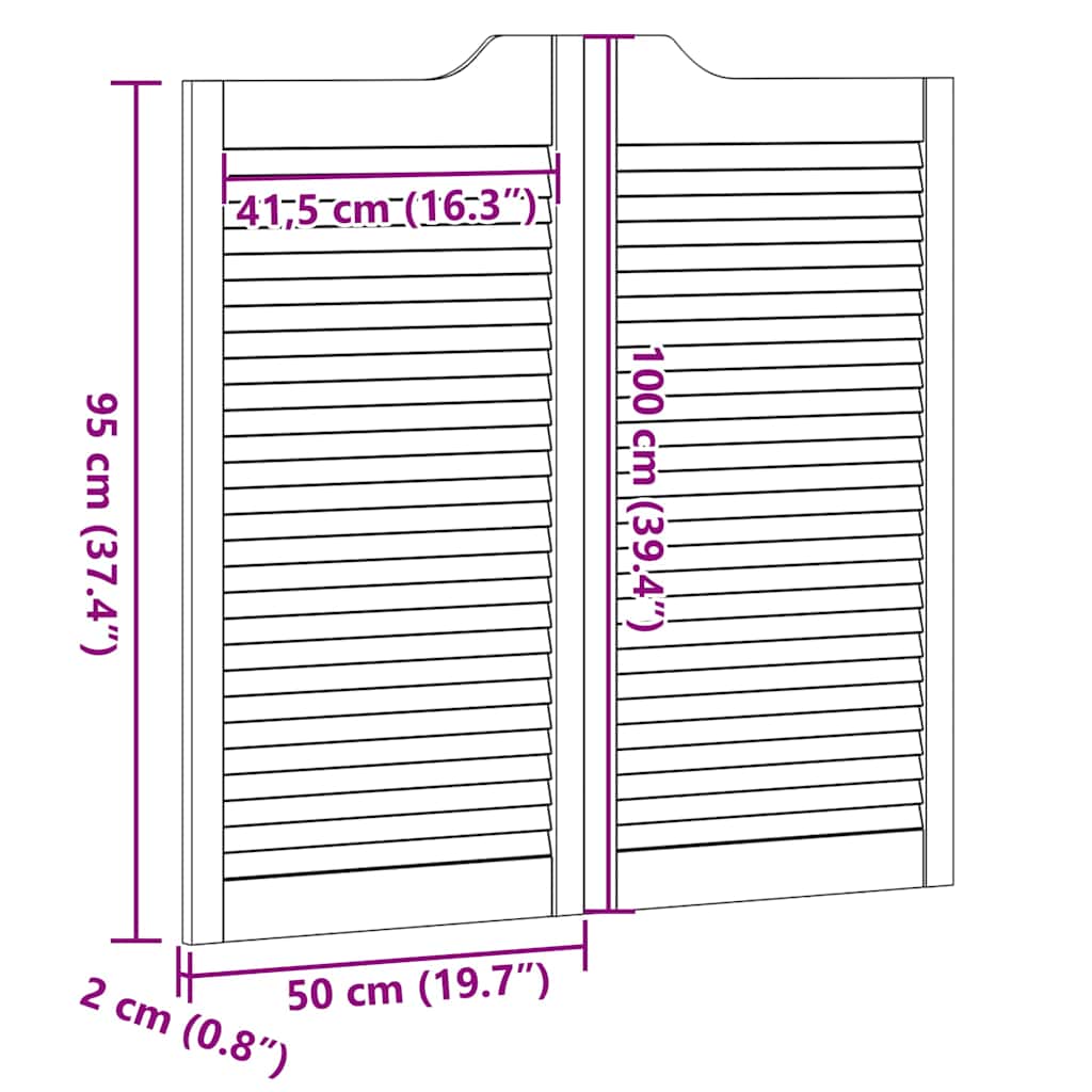 vidaXL Swing Doors Louvred Design 2 ζευγών Λευκό 100x100 cm