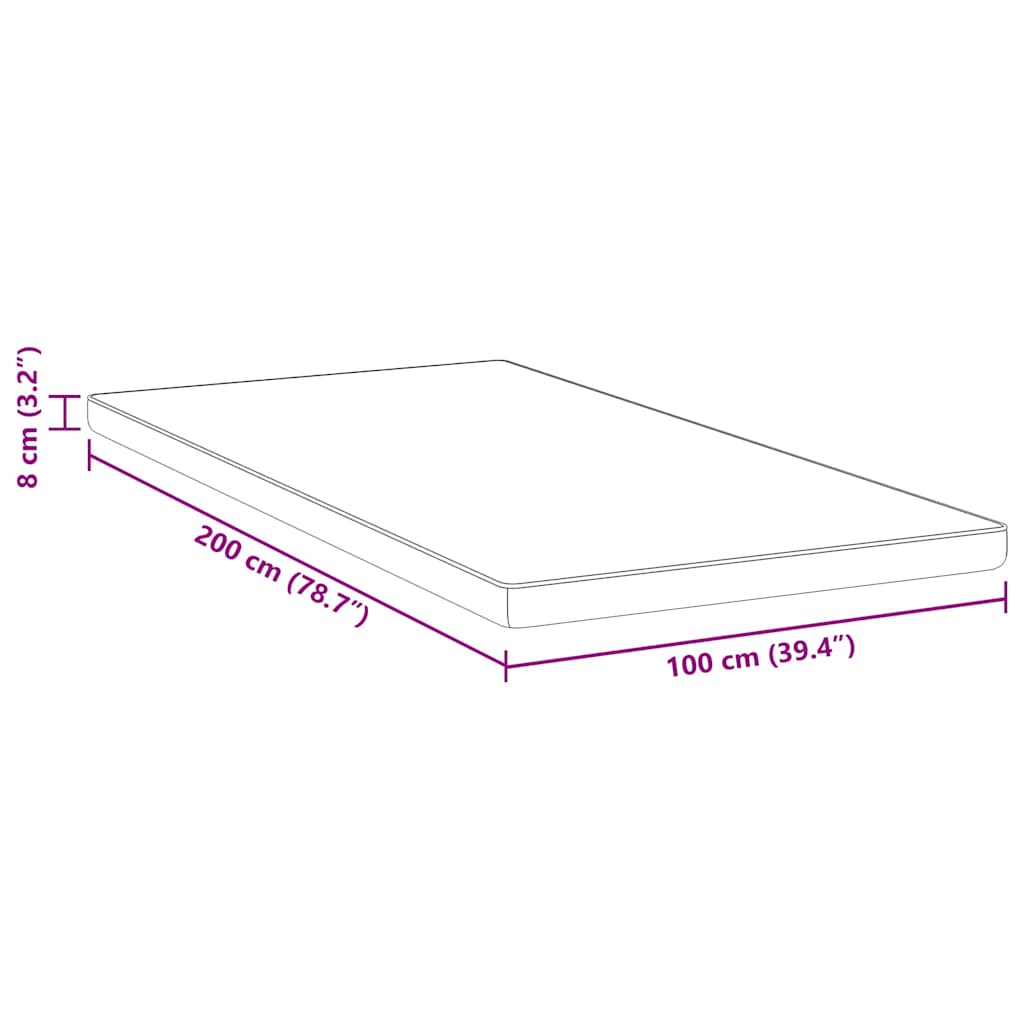 vidaXL Στρώμα επικάλυψης 100 x 200 cm Πάχος Ζακάρ ύφασμα Λευκό