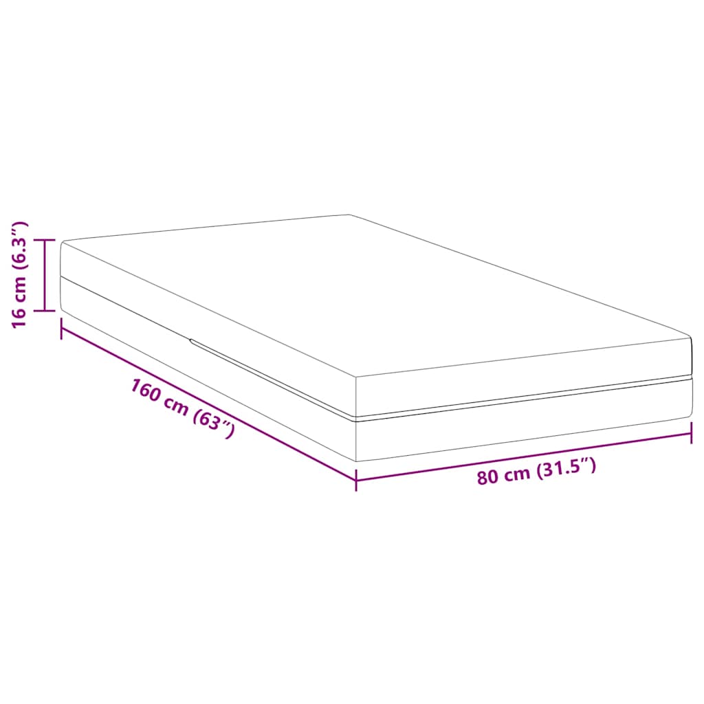 vidaXL Στρώμα Μέτρια σκληρό 80 x 160 cm Λευκό