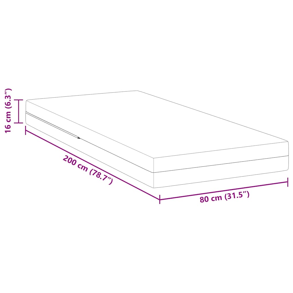 vidaXL Στρώμα Λευκό 80 x 200 cm Ζακάρ ύφασμα