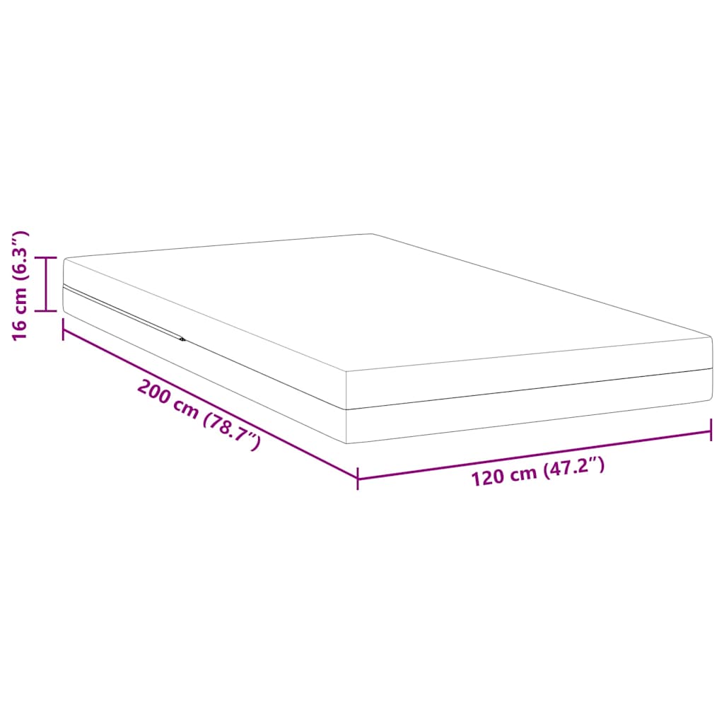vidaXL Στρώμα Λευκό 120 x 200 cm Ζακάρ ύφασμα