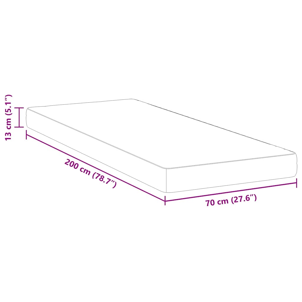 vidaXL Στρώμα Λευκό 70 x 200 cm Ζακάρ ύφασμα