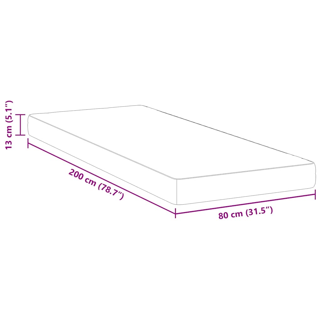 vidaXL Στρώμα Λευκό 80 x 200 cm Ζακάρ ύφασμα