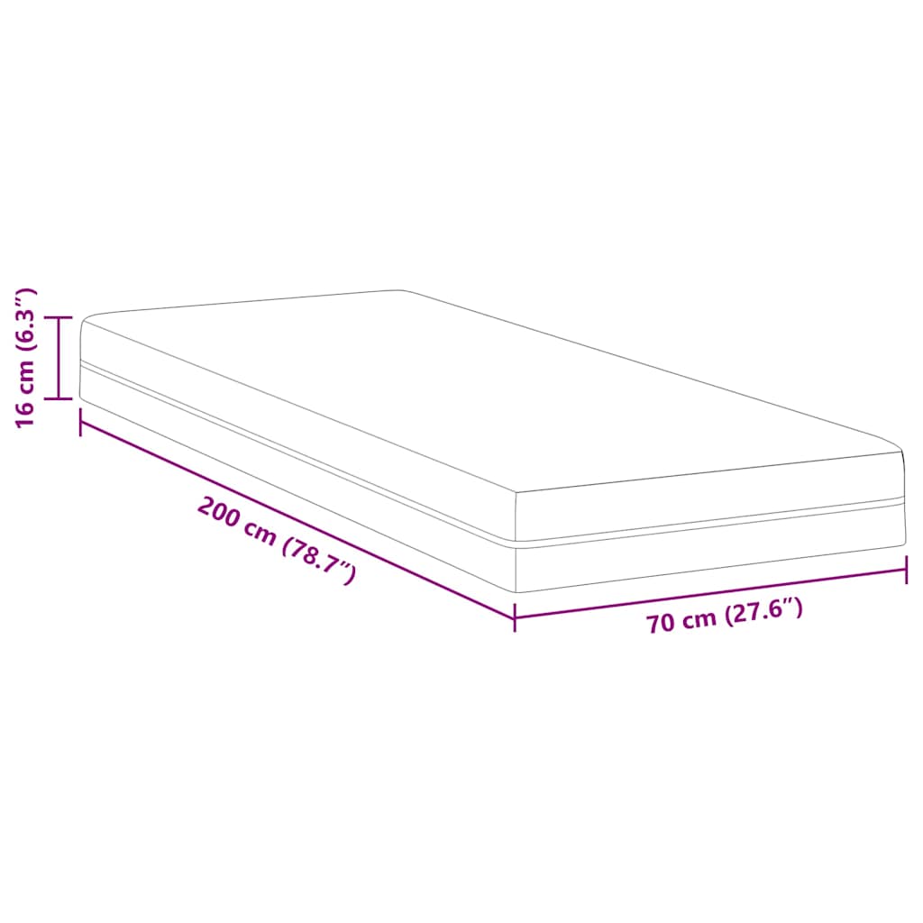 vidaXL Στρώμα Λευκό και Γκρι 70 x 200 cm Ζακάρ ύφασμα