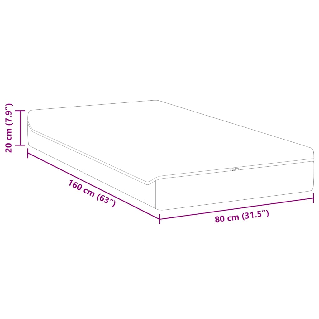 vidaXL Στρώμα Λευκό και Γκρι 80 x 160 cm Ζακάρ ύφασμα