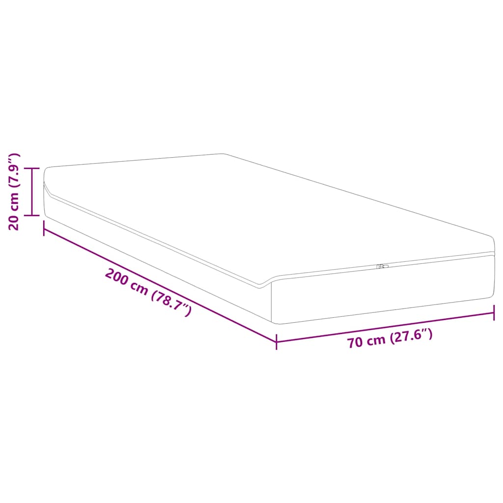 vidaXL Στρώμα Λευκό και Γκρι 70 x 200 cm Ζακάρ ύφασμα