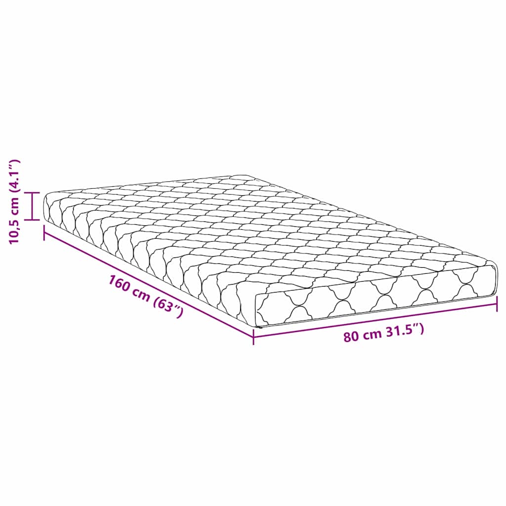 vidaXL Στρώμα με Στρώση Καρύδας Λευκό 160 x 80 εκ PU Αφρός