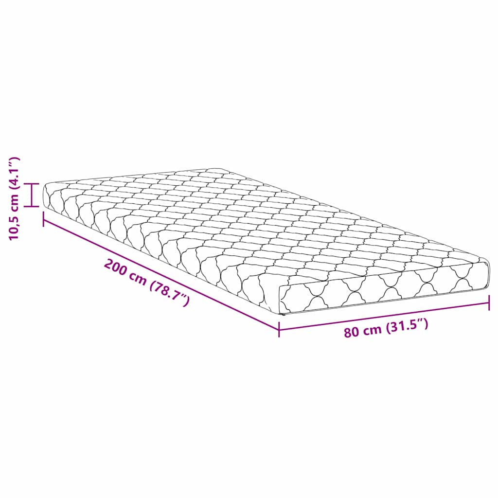 vidaXL Στρώμα Λευκό 80 x 200 cm Ζακάρ ύφασμα