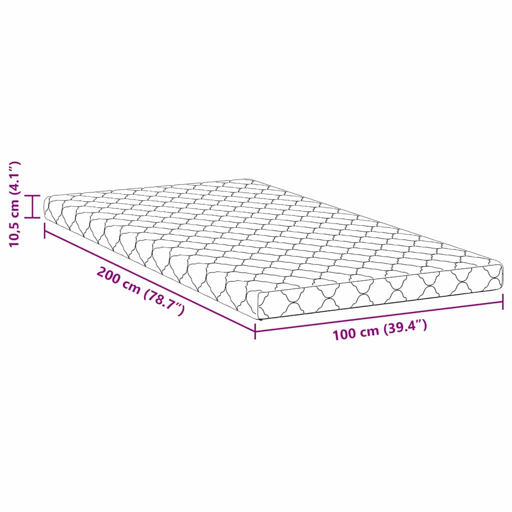 vidaXL Στρώμα με Στρώση Καρύδας Λευκό 200 x 100 cm PU Αφρός