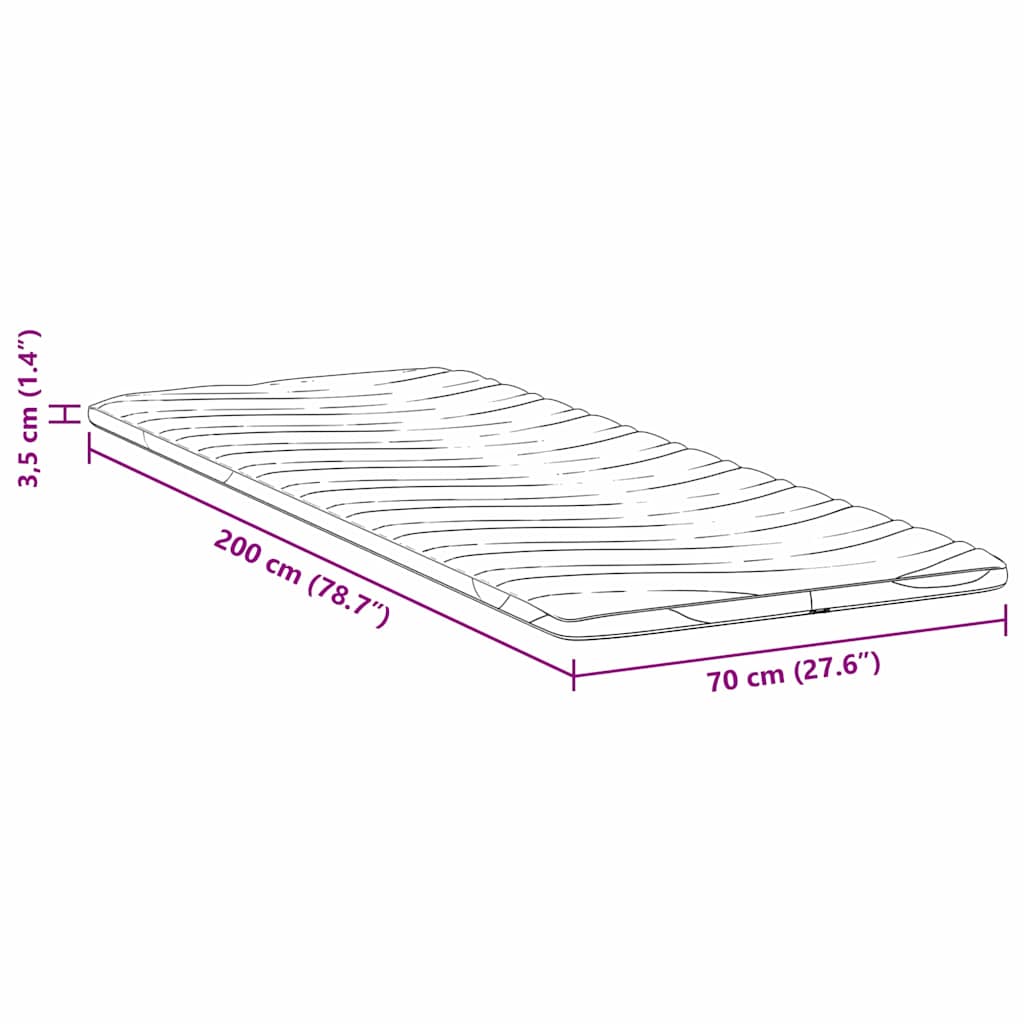 vidaXL Στρώμα επικάλυψης Λευκό 70 x 200 cm Υφασμα Πλεκτό