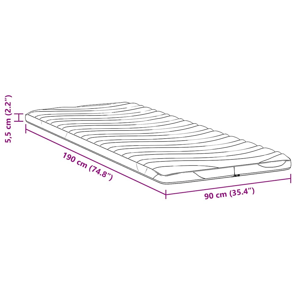 vidaXL Στρώμα επικάλυψης Λευκό 90 x 190 cm Υφασμα Πλεκτό