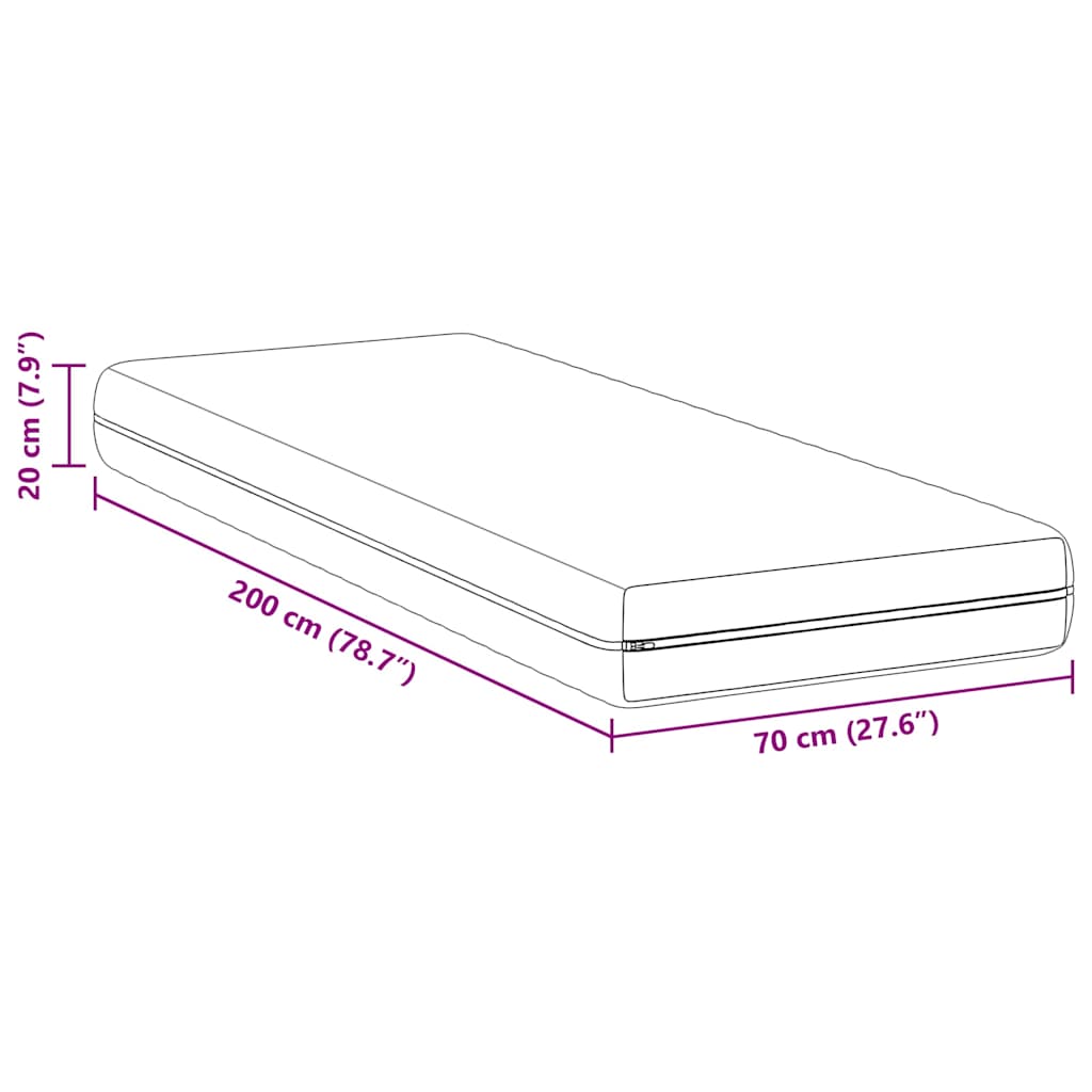 vidaXL Στρώμα με Στρώση Καρύδας Λευκό 70 x 200 cm Τσέπες ελατηρίων