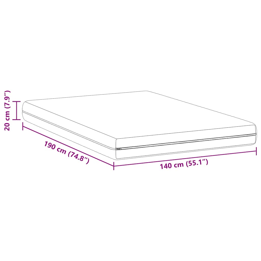 vidaXL Στρώμα Λευκός 140 x 190 cm Τσέπες ελατηρίων