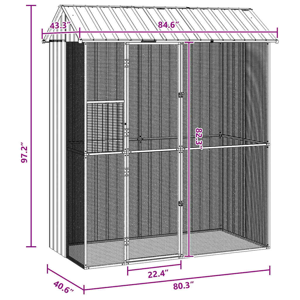 vidaXL Κλουβί Πουλιών Ανθρακί 215x110x247 εκ Χάλυβας