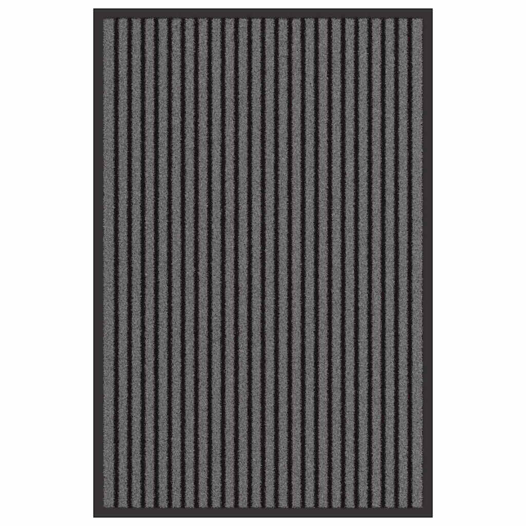 vidaXL Χαλάκι Εξώπορτας Μαύρο και Γκρι 60 x 90 cm Πολυπροπυλένιο, PVC