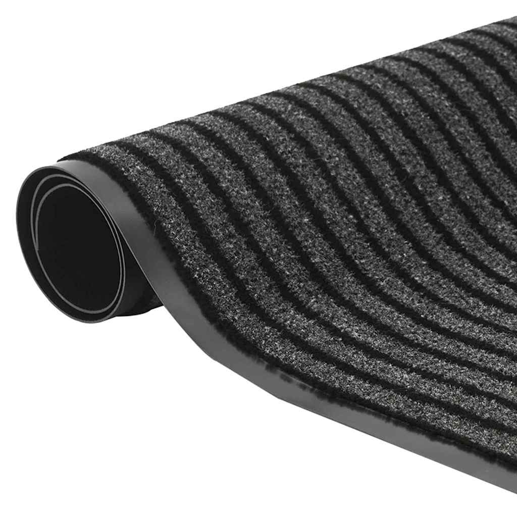 vidaXL Χαλάκι Εξώπορτας Μαύρο και Γκρι 60 x 180 cm Πολυπροπυλένιο, PVC