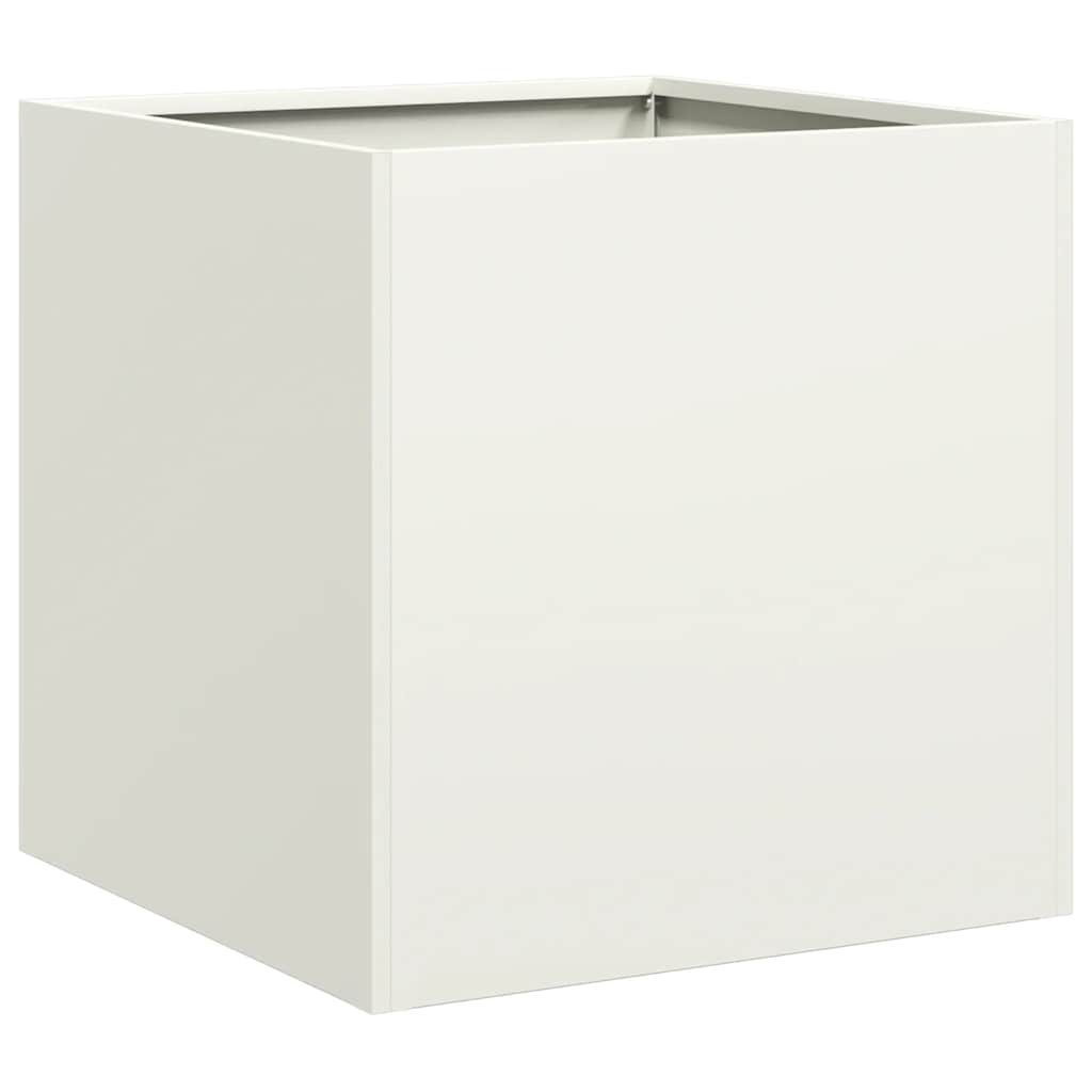 vidaXL Ζαρντινιέρα Λευκή 40x40x40 εκ. από Χάλυβα Ψυχρής Έλασης
