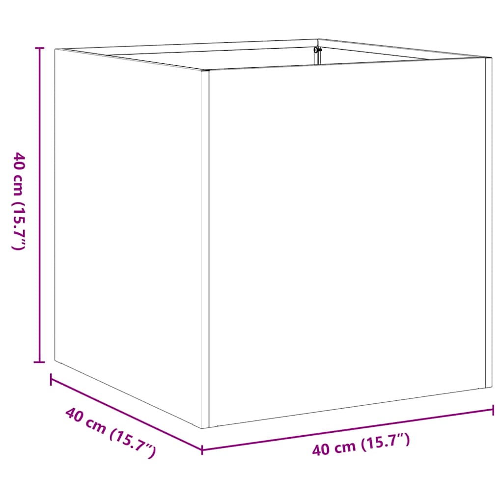 vidaXL Ζαρντινιέρα Λευκή 40x40x40 εκ. από Χάλυβα Ψυχρής Έλασης
