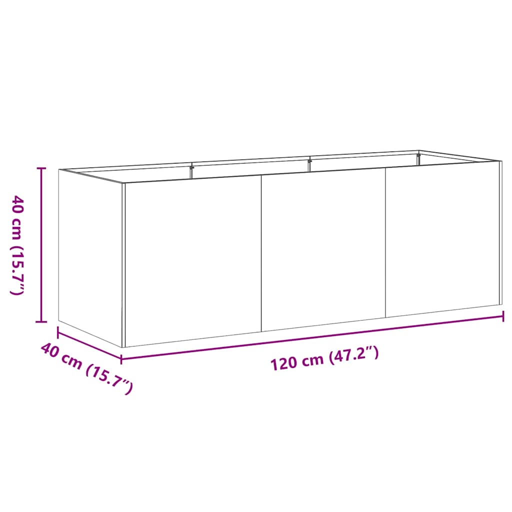vidaXL Ζαρντινιέρα Λαδί 120x40x40 εκ. από Χάλυβα Ψυχρής Έλασης