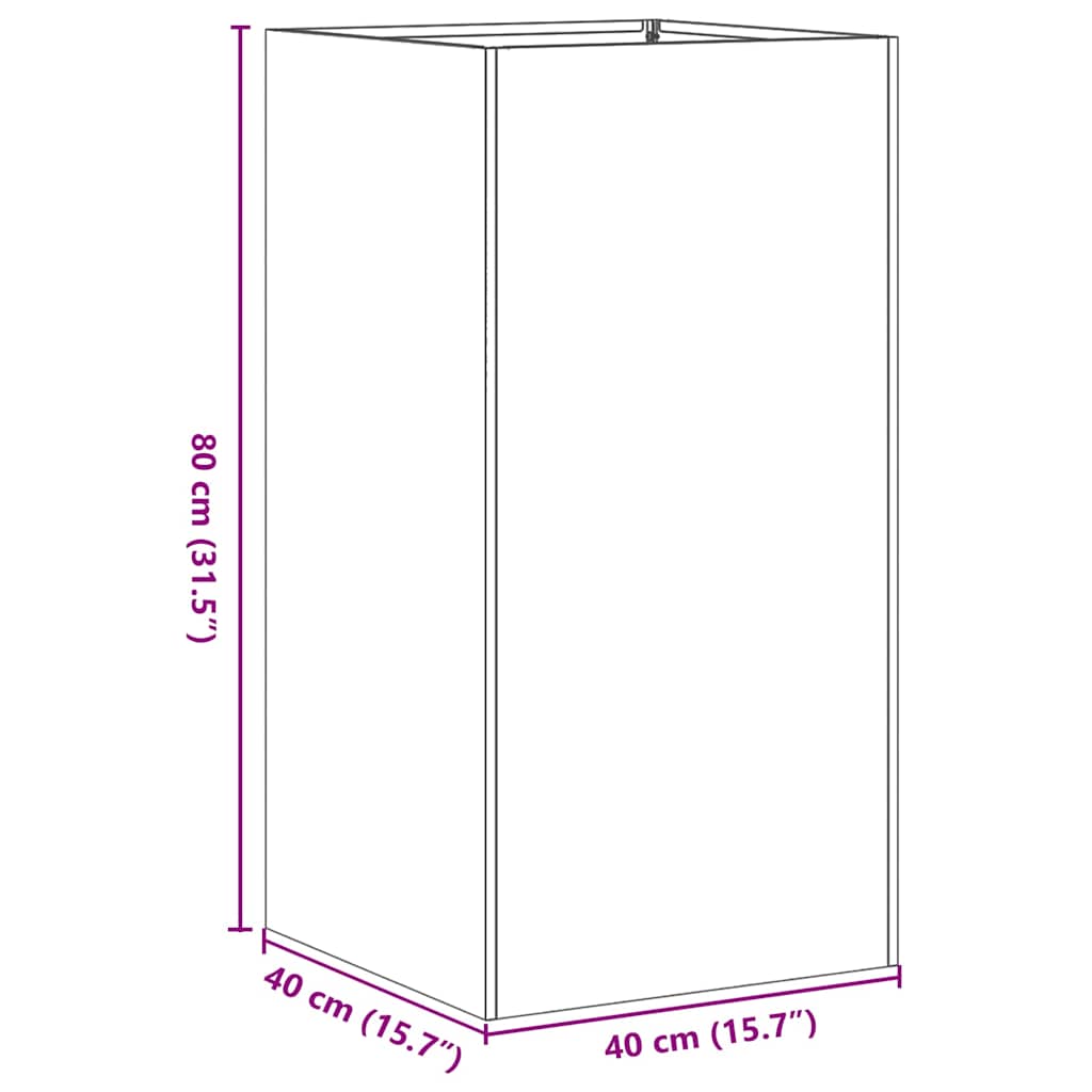 vidaXL Ζαρντινιέρα 40x40x80 εκ. από Ανοξείδωτο Ατσάλι