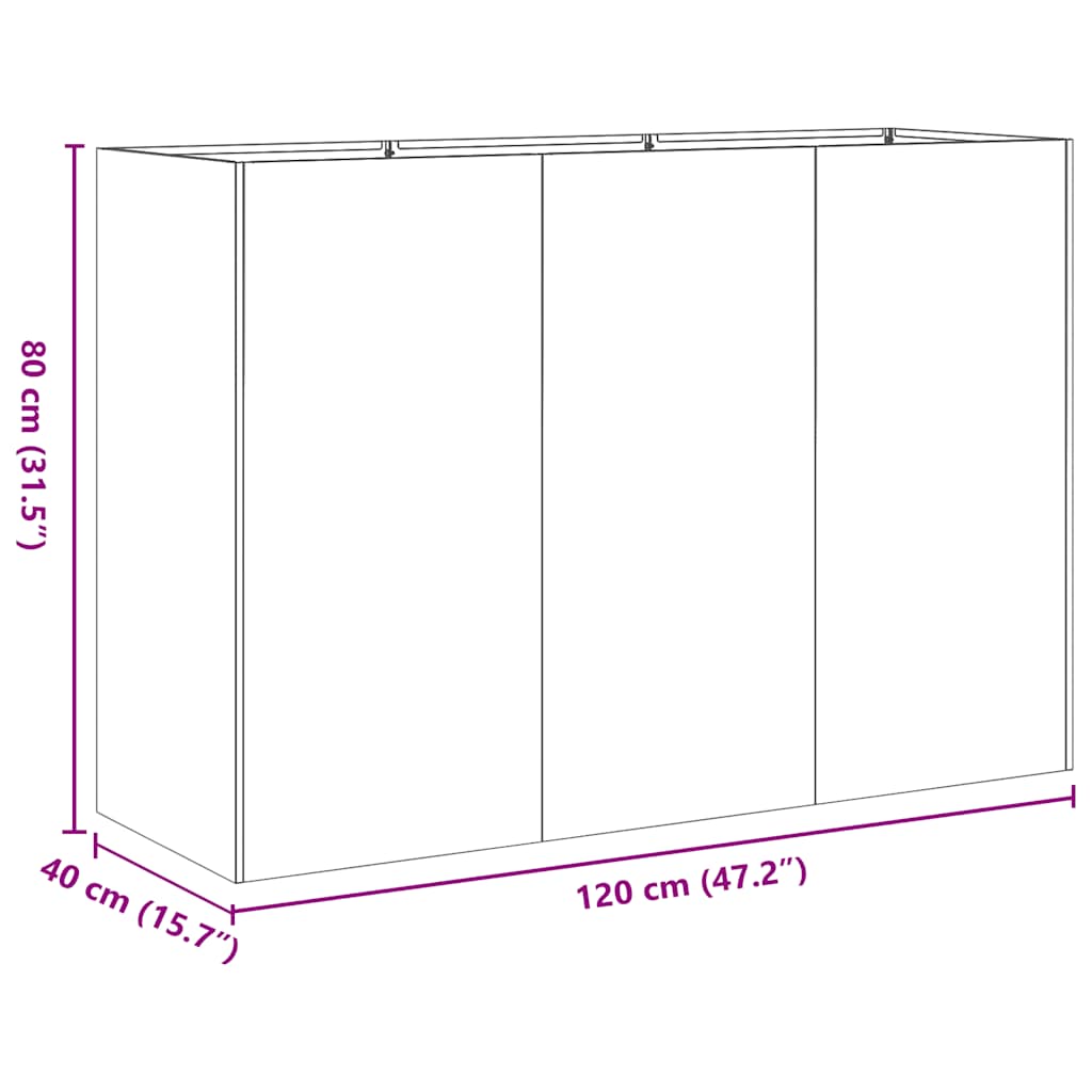 vidaXL Ζαρντινιέρα Μαύρη 120x40x80 εκ. από Χάλυβα Ψυχρής Έλασης
