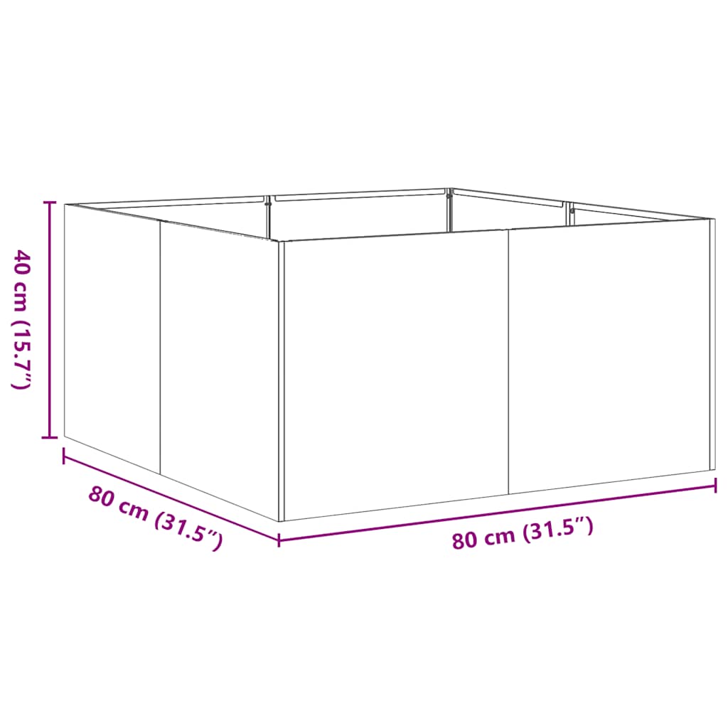 vidaXL Ζαρντινιέρα Ανθρακί 80x80x40 εκ. από Χάλυβα Ψυχρής Έλασης