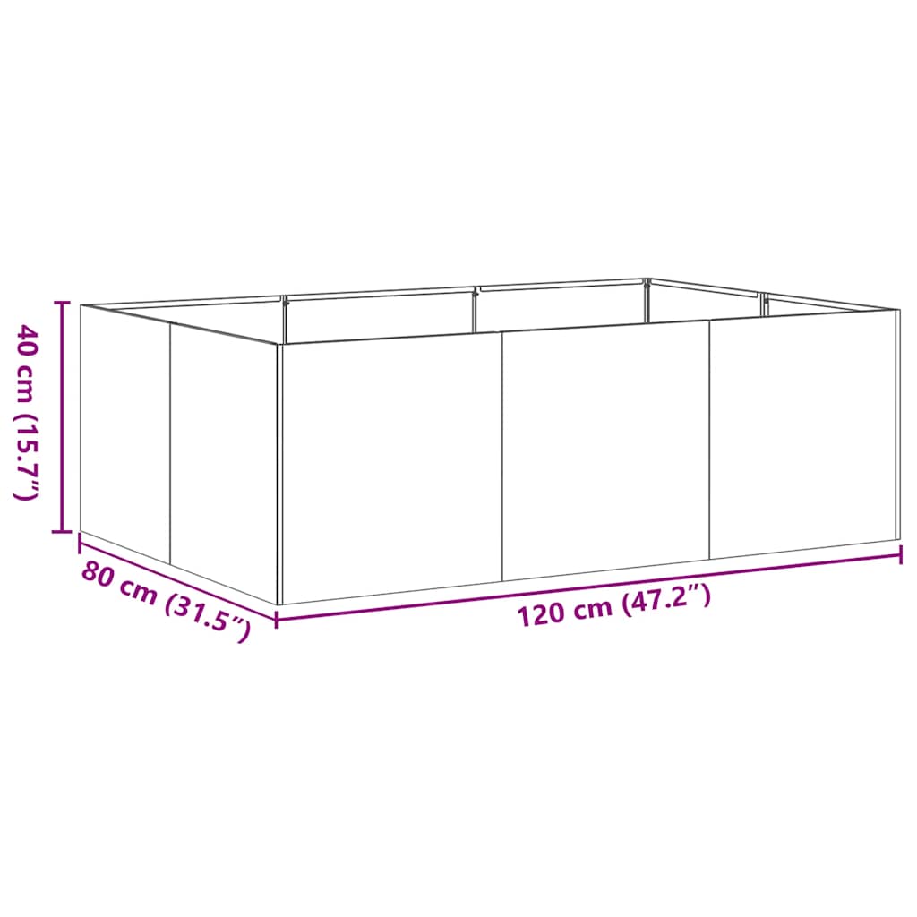 vidaXL Ζαρντινιέρα 120x80x40 εκ. από Ανοξείδωτο Ατσάλι