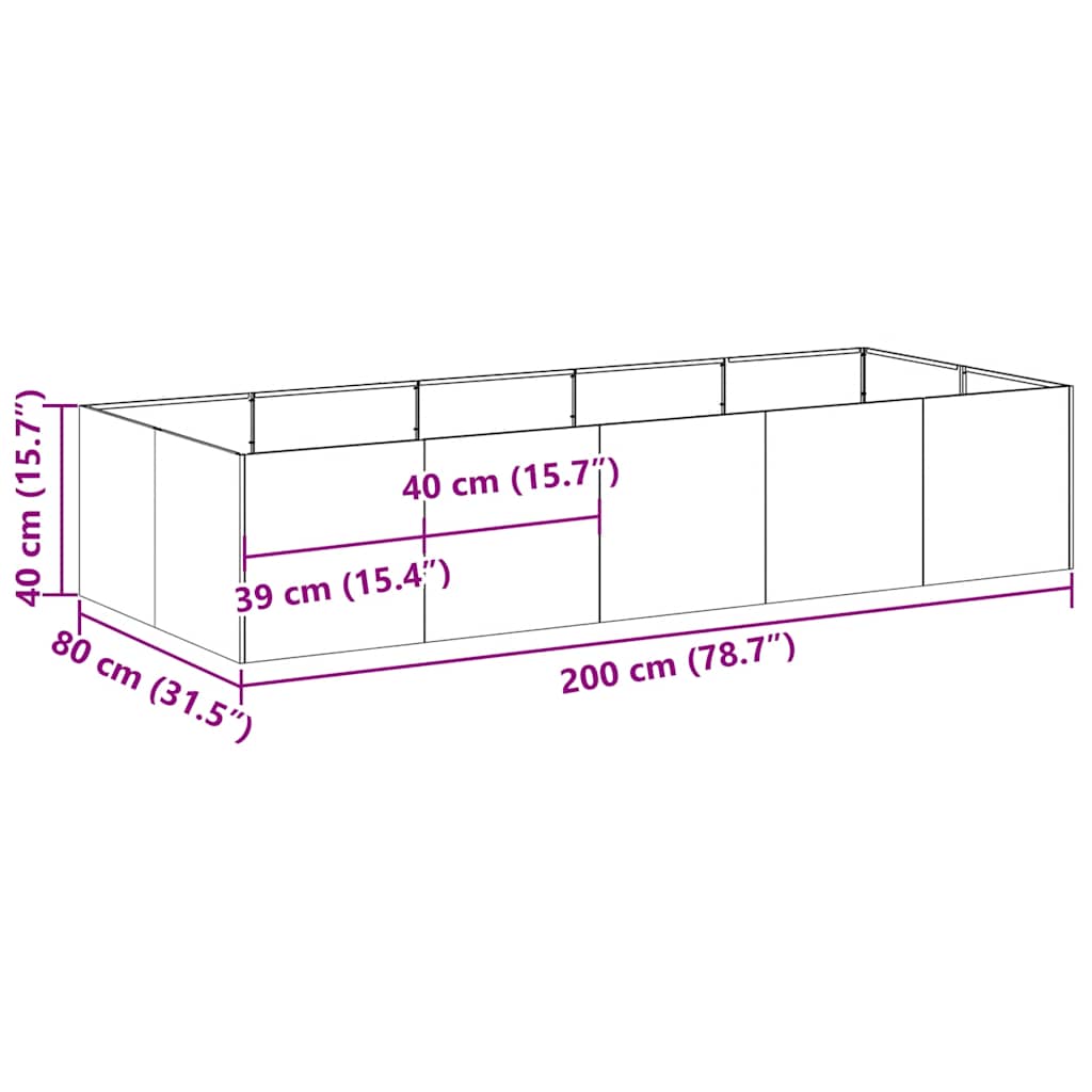 vidaXL Ζαρντινιέρα Λευκή 200x80x40 εκ. από Χάλυβα
