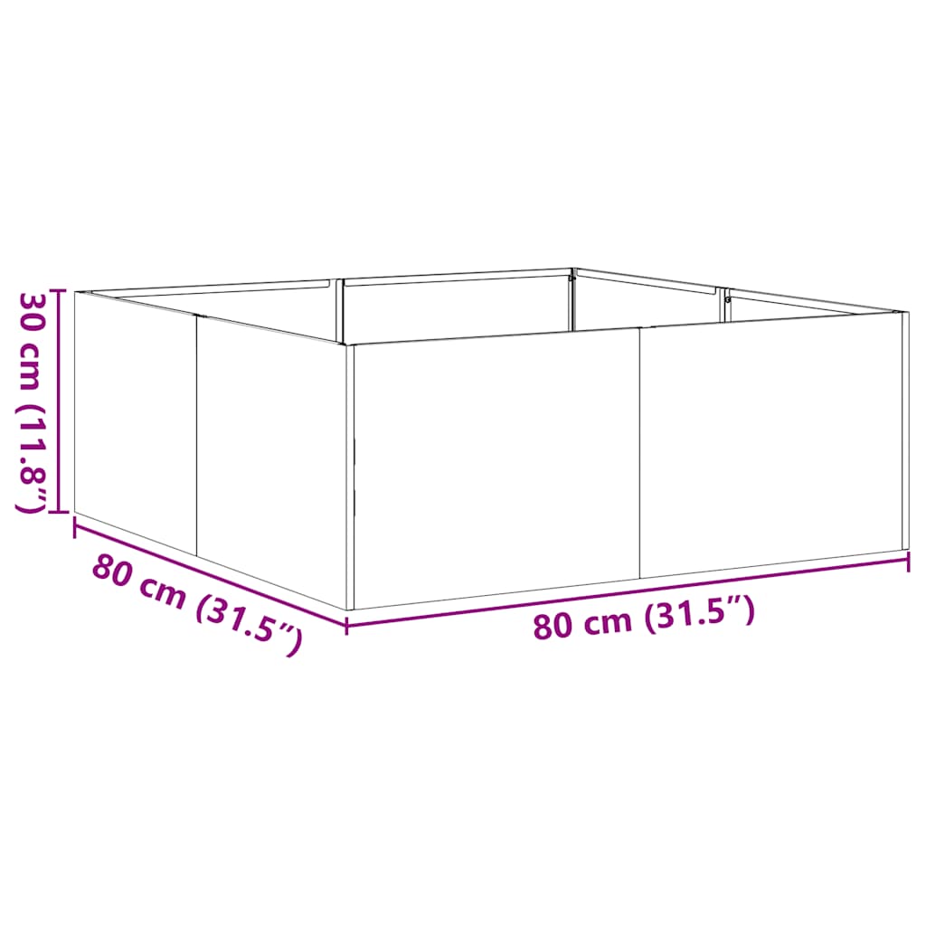 vidaXL Ζαρντινιέρα Λευκή 80x80x30 εκ. από Χάλυβα