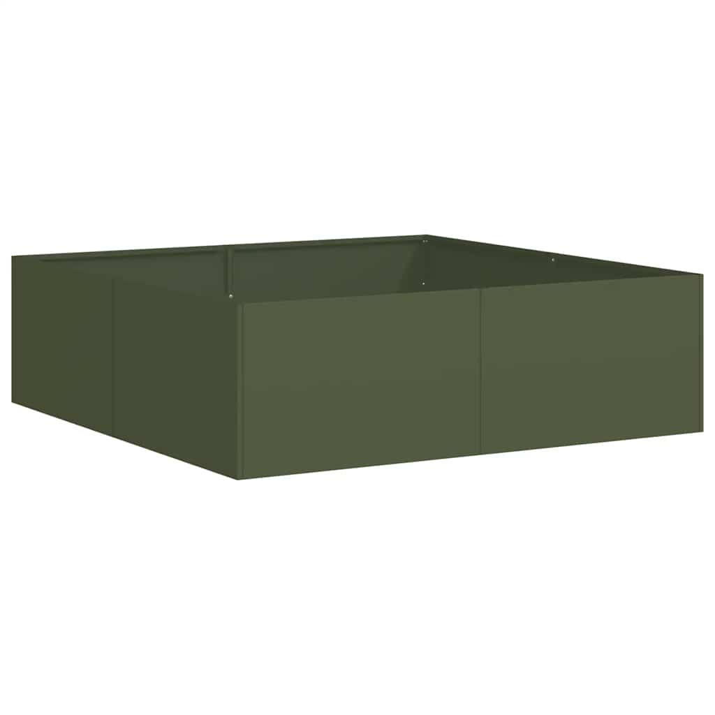 vidaXL Ζαρντινιέρα Λαδί 100x100x30 εκ. από Χάλυβα