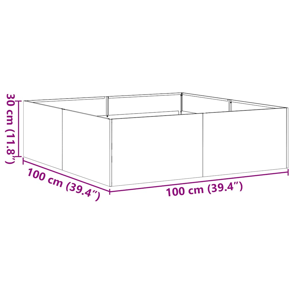 vidaXL Ζαρντινιέρα Λαδί 100x100x30 εκ. από Χάλυβα