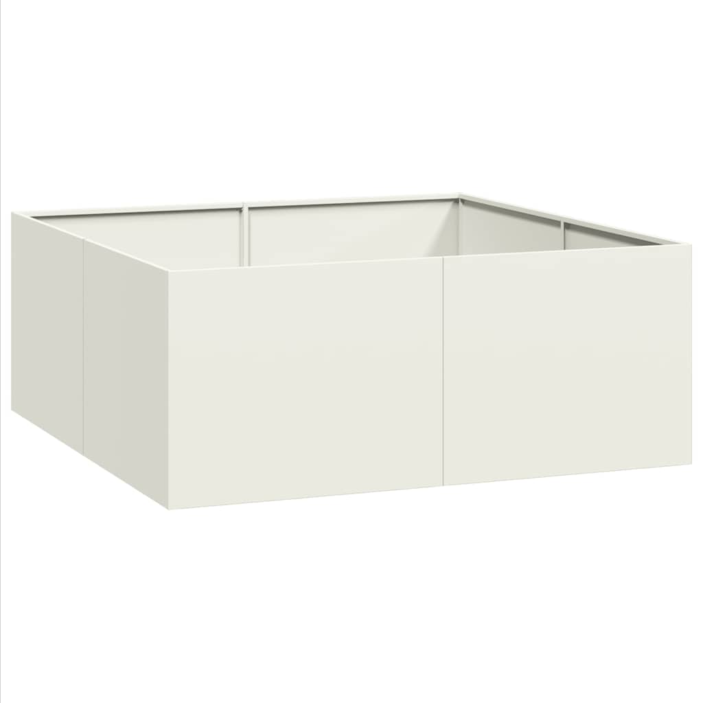 vidaXL Ζαρντινιέρα Λευκή 100x100x40 εκ. από Χάλυβα